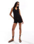 Фото #2 товара In The Style x Georgia Louise linen look sleeveless button through mini dress in black