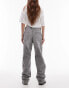 Mango straight leg oversized jeans in light grey wash