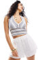 Hollister crochet striped halter neck in blue and white