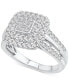 ფოტო #1 პროდუქტის Diamond Princess Square Double Halo Cluster Ring (1 ct. t.w.) in 14k White Gold