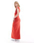 COLLUSION motocross fitted maxi dress in red