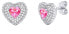 Фото #1 товара Susan silver heart earrings with pink and clear Brilliance Zirconia MW11360EP