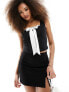 Фото #3 товара Miss Selfridge corset top with contrast bow in black