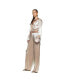 ფოტო #2 პროდუქტის Women's Wide-Leg Rose Gold Pleated Tuxedo Pant With Pockets