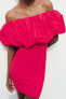 Фото #2 товара Комбинированное платье с открытыми плечами ZARA
