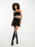 NA-KD x Mimi AR co-ord strappy top with fringe detail in black glitter Черный, L - фото #1