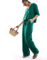 Фото #1 товара Nobody's Child Shona linen trousers co-ord in green