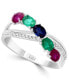 ფოტო #1 პროდუქტის Multi-Gemstone (7/8 ct. t.w.) & Diamond (1/10 ct. t.w.) Ring in 14k White Gold