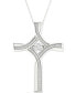 ფოტო #1 პროდუქტის Twinkling Diamond Star Diamond Cross 18' Pendant Necklace (1/5 ct. t.w.) in 10k White Gold