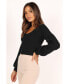 Womens Daphne Crewneck Bubble Sleeve Knit Sweater