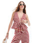 Фото #1 товара ASOS DESIGN textured tie front sun top co-ord in red stripe