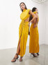 ASOS EDITION draped and slashed high neck maxi dress in golden yellow