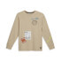 Фото #1 товара Puma We Are Legends Workwear Graphic Crew Neck Long Sleeve T-Shirt Mens Beige Ca