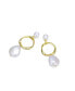 Фото #5 товара Elegant Sterling Silver 14K Gold Plating and Genuine Freshwater Pearl Hoop Earrings