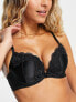 New Look satin and lace push up bra in black