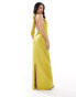 Фото #3 товара Flounce London high neck maxi dress in lime