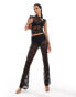 Фото #1 товара Kaiia sheer lace flare trouser co-ord in black