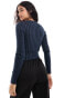 Фото #4 товара Calvin Klein Jeans Slim Plated Cotton Cardigan in Ink with CK Black