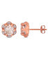 Фото #1 товара Morganite (1-3/4 ct. t.w.) and Diamond (1/20 ct. t.w.) Flower Stud Earrings in 14k Rose Gold