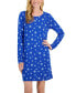 Фото #3 товара Women's Printed Long-Sleeve Soft Knit Sleepshirt, Created for Macy's