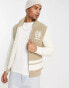 Фото #1 товара Hollister monogram logo sherpa lined shawl collar full zip knit cardigan in tan