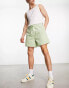 Фото #1 товара ASOS DESIGN wide cord shorts in shorter length in light green