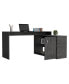 Dallas L-Shaped Home Office Desk, Two Shelves, Single Door Cabinet Smokey Oak, Стандартный - фото #4