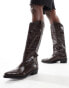 Фото #1 товара Public Desire Apollop western knee boots in brown croc