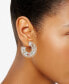 Gold-Tone Medium Pressed Flower Open Hoop Earrings, 1.35"