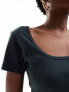 COLLUSION ribbed square neck top in grey