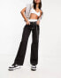 DTT Blaze wide leg cargo jeans with chain in black