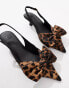 ASOS DESIGN Secret bow slingback kitten heeled shoes in leopard