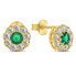 Elegant gold-plated earrings with zircons Flowers EA331YG