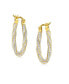 Фото #2 товара 14k Gold Plated with Cubic Zirconia Oval Oblong Twist Hoop Earrings in Sterling Silver