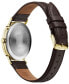 ფოტო #3 პროდუქტის Men's Frank Lloyd Wright "April Showers" Brown Leather Strap Watch 39mm