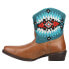 Roper Dusty Beaded Southwest Snip Toe Cowboy Womens Blue, Brown Casual Boots 09