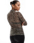 Фото #3 товара ONLY sheer high neck top in leopard