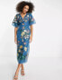 Фото #2 товара ASOS EDITION floral embroidered organza midi dress in steel blue