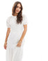 Фото #3 товара ASOS DESIGN broderie puff sleeve tiered maxi dress in white