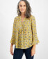 ფოტო #1 პროდუქტის Women's Printed Pintuck Ruffle Sleeve Top, Created for Macy's