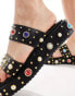 Фото #3 товара Azalea Wang Rajah gem embellished sandals in black