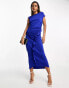 & Other Stories midi dress with fluted wrap in bright blue Синий, XS - EU 32-34 - фото #1