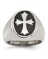 ფოტო #1 პროდუქტის Stainless Steel Polished Black Enameled Cross Ring
