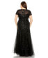 Women's Plus Size Short Sleeve Heavy Applique Gown