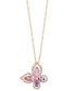 ფოტო #1 პროდუქტის EFFY® Rose Quartz (1 ct. t.w.), Pink Amethyst (1/5 ct. t.w.), & Diamond (1/5 ct. t.w.) Butterfly 18" Pendant Necklace in 14k Rose Gold