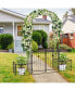 87" Garden Arbor Arched Lockable Gate Top Arbor Trellis with Side Planters