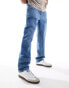 Фото #1 товара DTT elasticated waist contrast panel rigid baggy fit jeans in mid blue