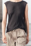 Linen blend top with crossover back
