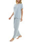 ფოტო #3 პროდუქტის Women's 2-Pc. Ribbed Lettuce-Edge Pajamas Set