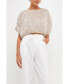 ფოტო #2 პროდუქტის Women's Sequins Cropped Puff Top